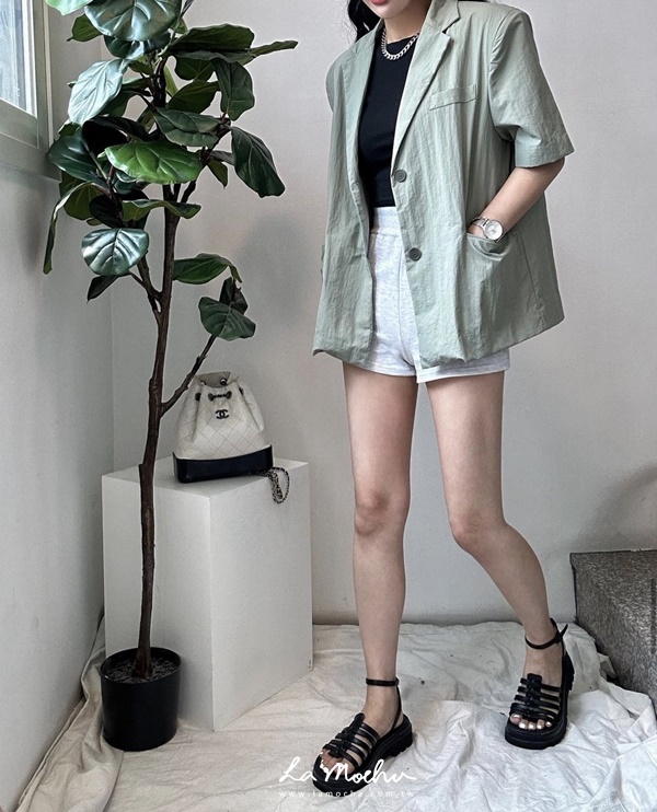 薄款棉麻西裝外套